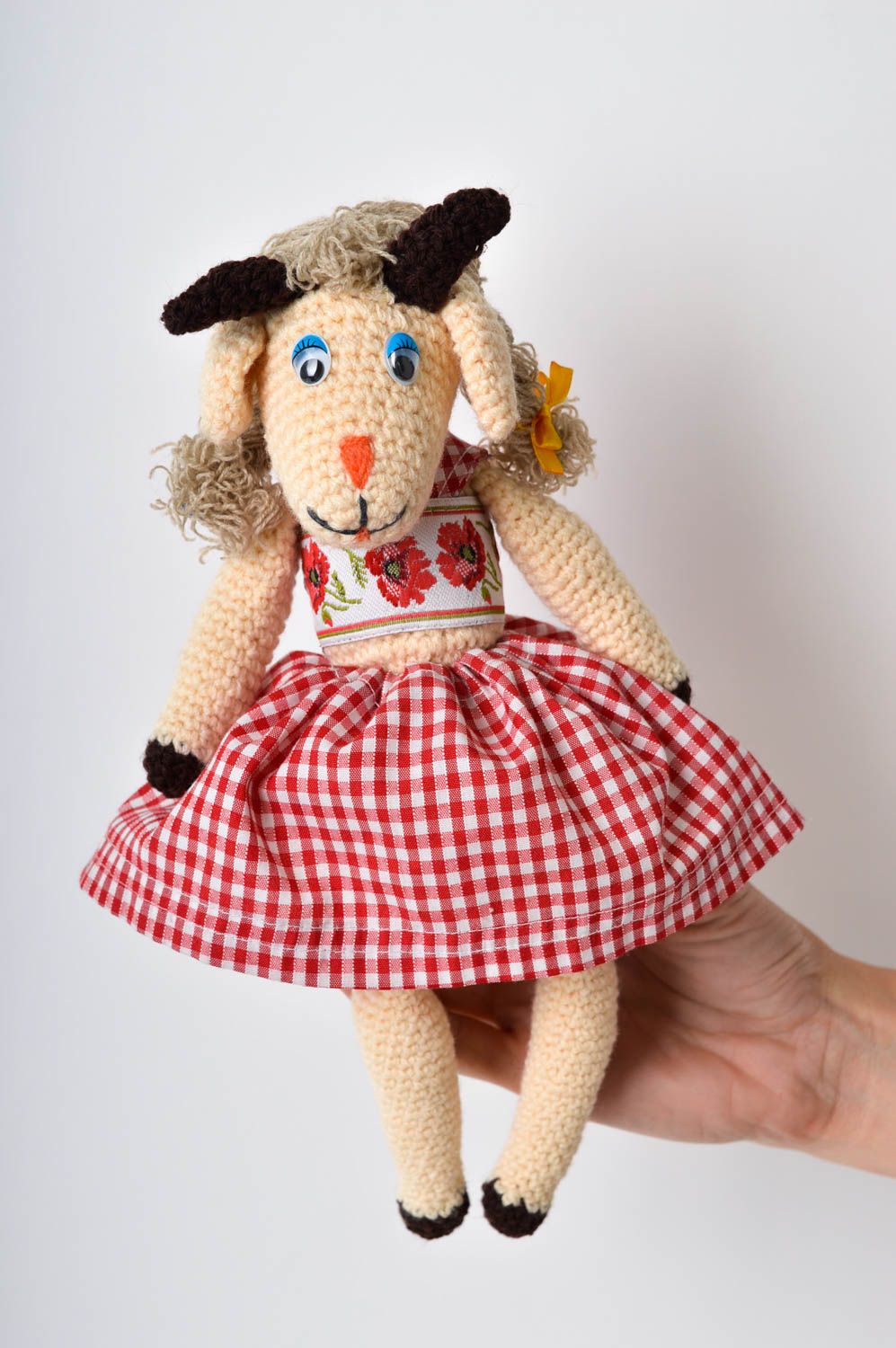 Peluche chèvre fait main Jouet pour enfant tricot design Cadeau enfant photo 5