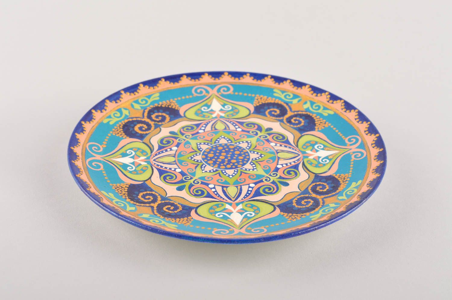 Handmade schöner Keramik Wandteller Küchen Deko Wohn Accessoire gemustert foto 4