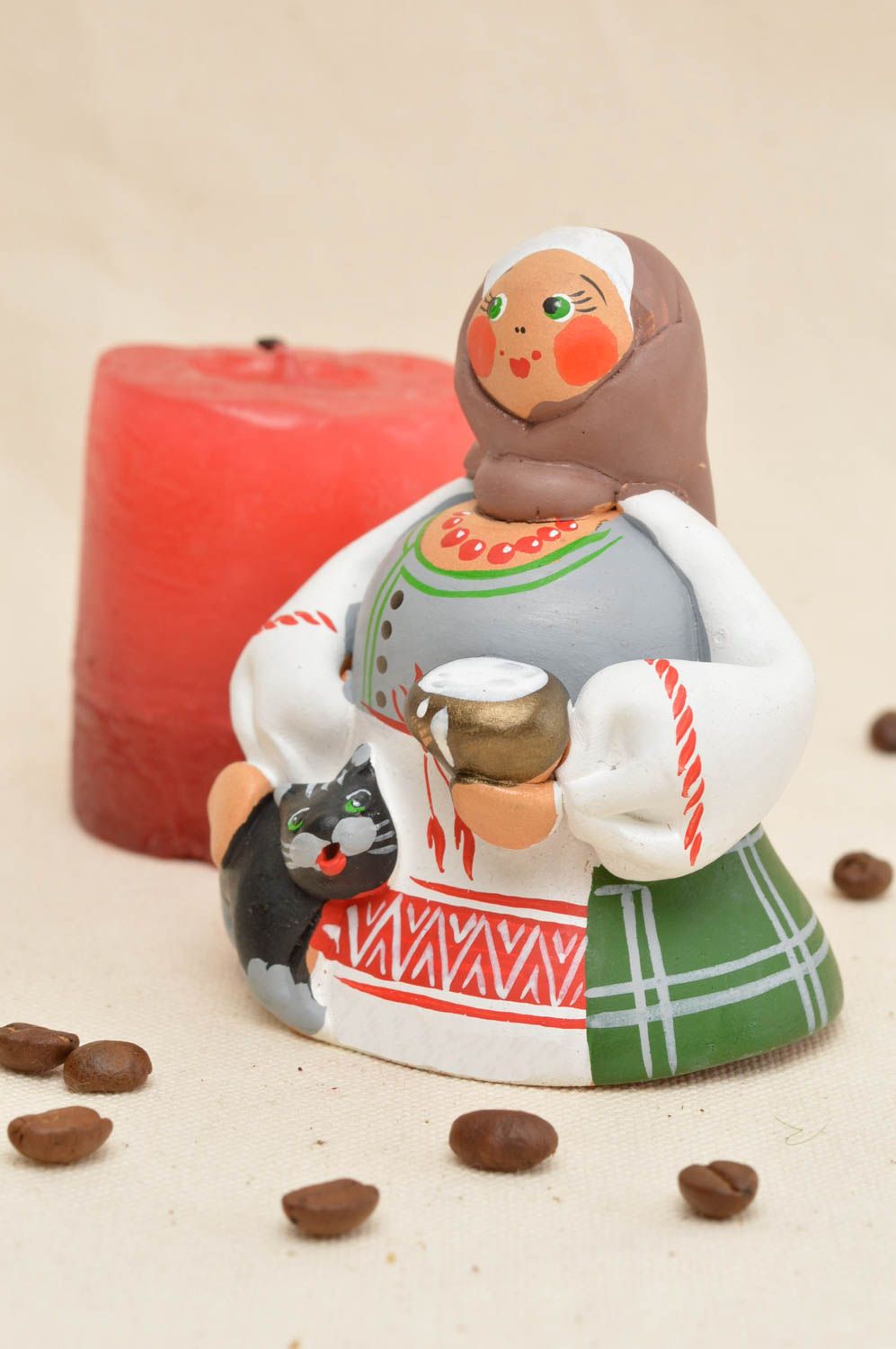 Handmade unusual clay bell stylish souvenirs cute housewarming presents photo 1