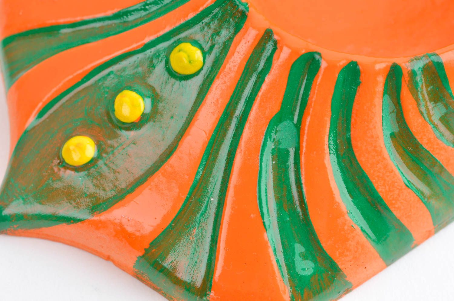 Petit Bougeoir fait main en plâtre vert-orange pour une bougie Déco maison photo 5