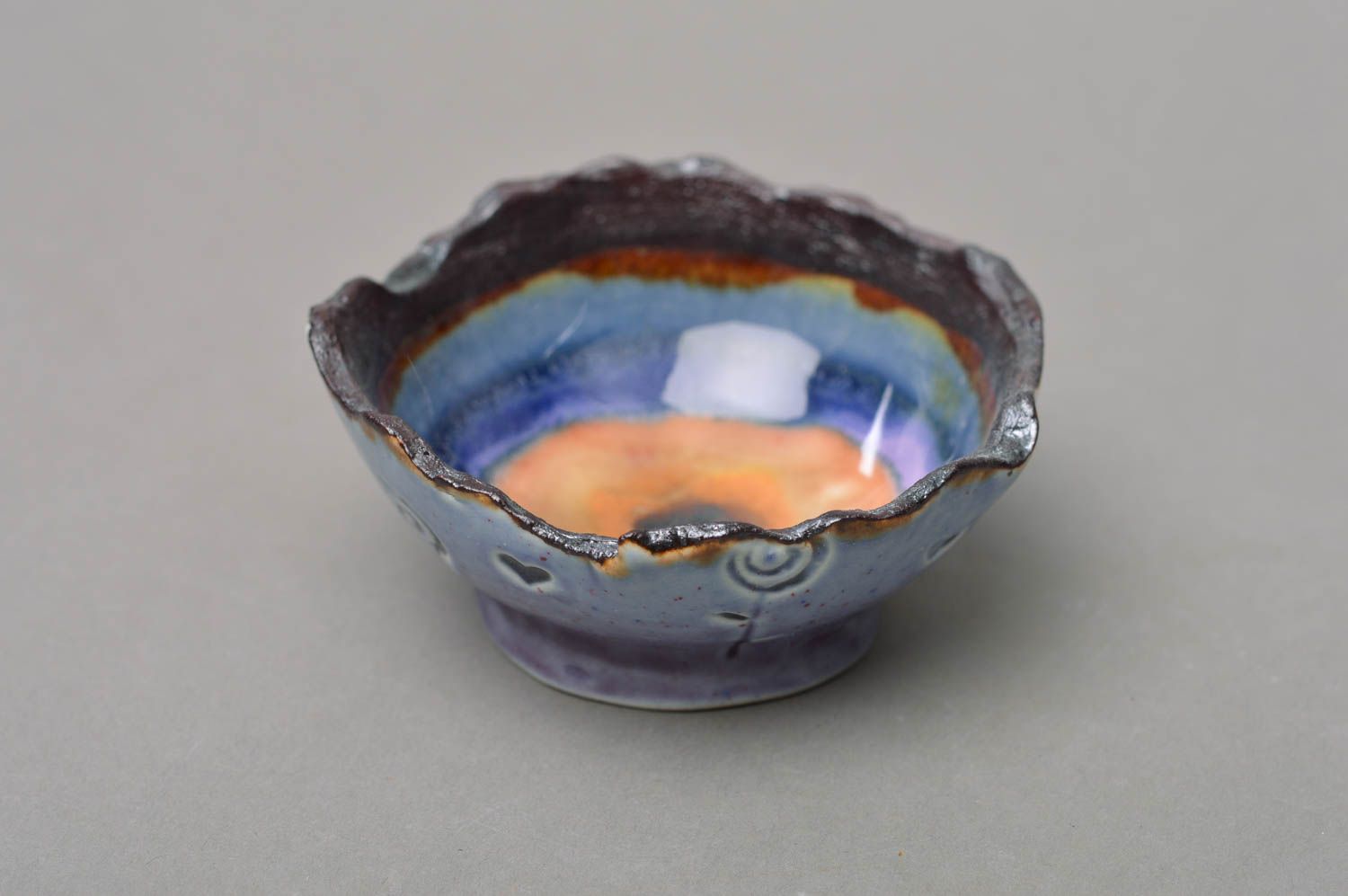 Handmade decor small colorful bowl made of majolica ceramics Inspiration photo 2