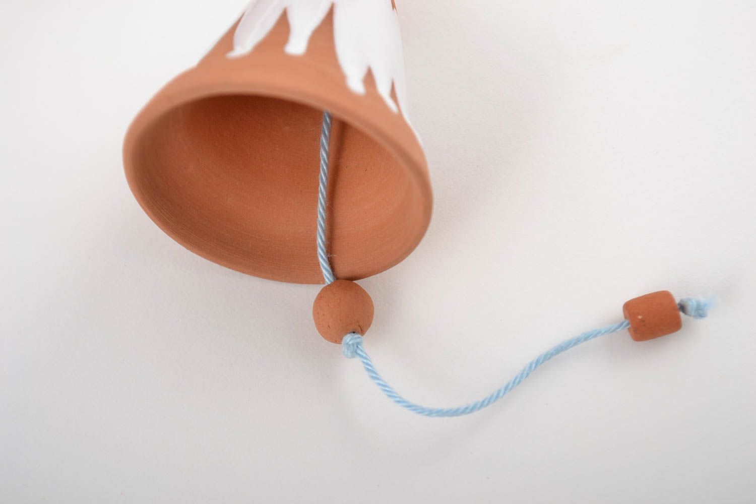 Set of 3 handmade decorative designer ceramic bells painted with engobes photo 4