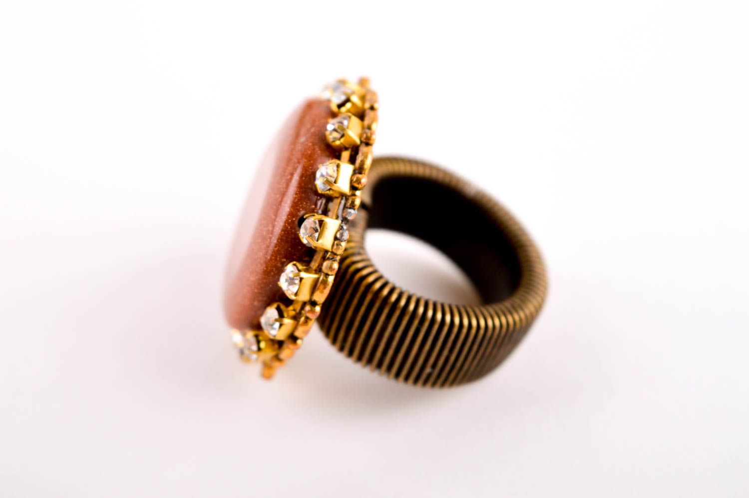 Красивое кольцо хенд мейд бижутерия с натуральными камнями женское кольцо фото 2