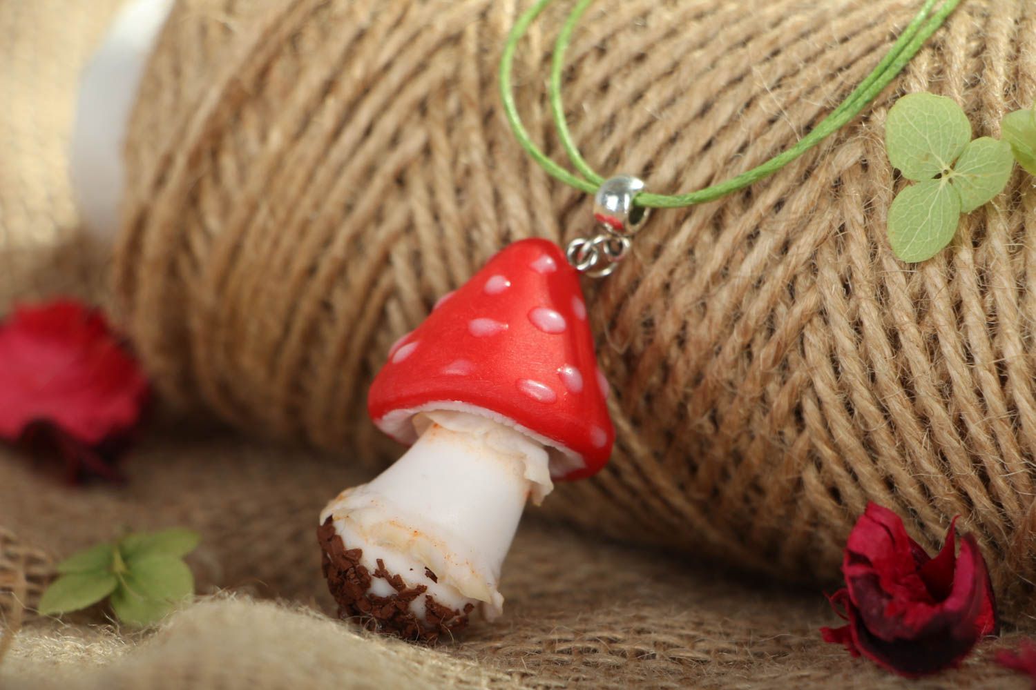 Polymer clay pendant Fly Agaric photo 5