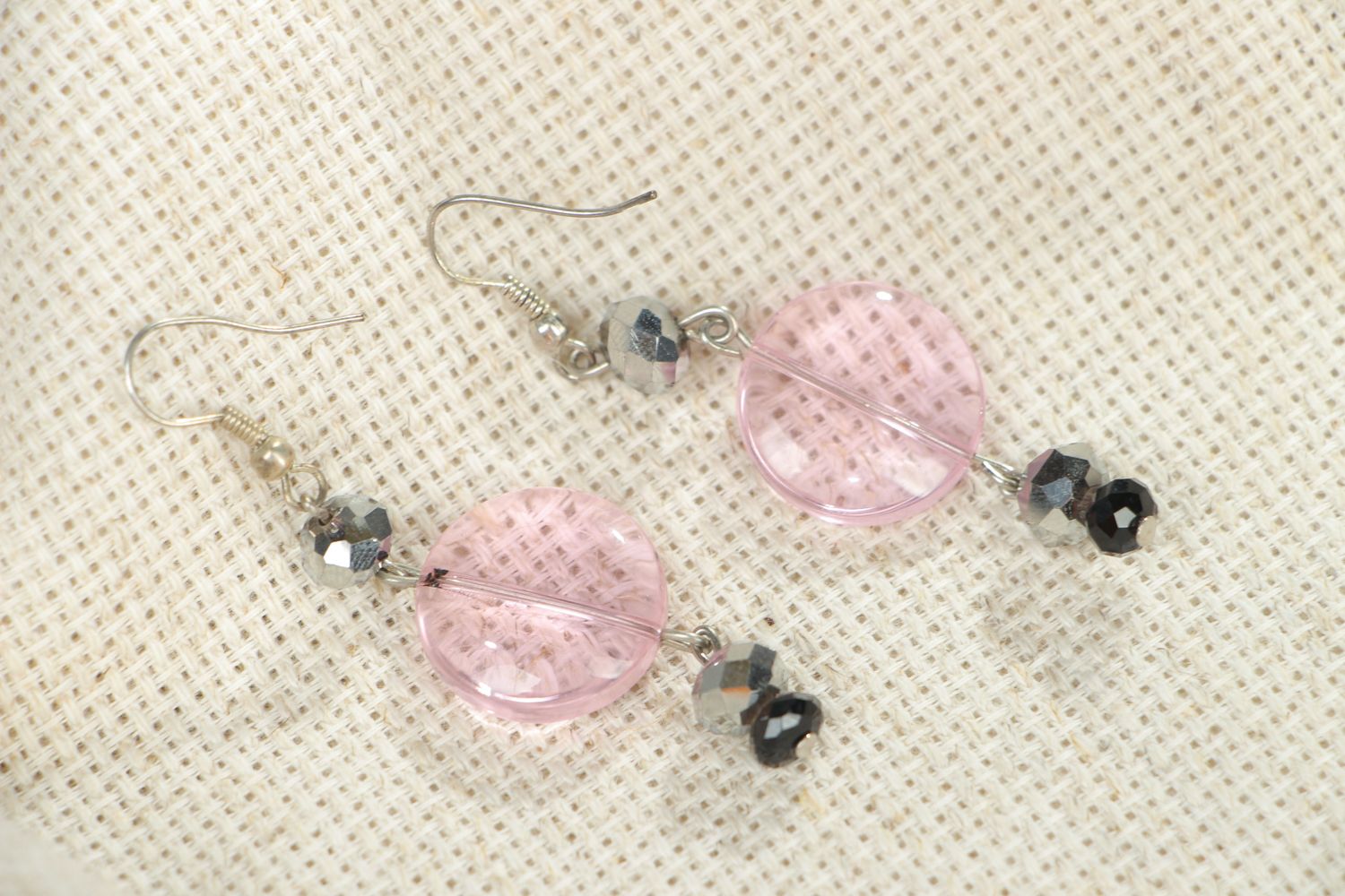 Earrings with plastic transparent beads photo 4