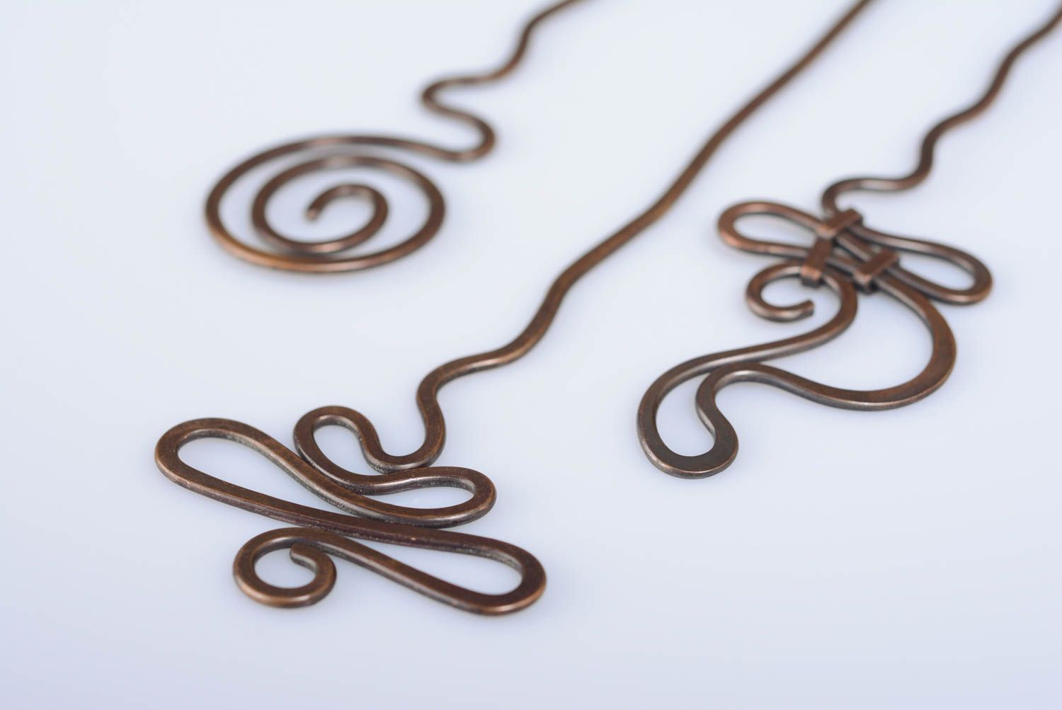 Beautiful designer handmade wire wrap copper hairpin photo 5