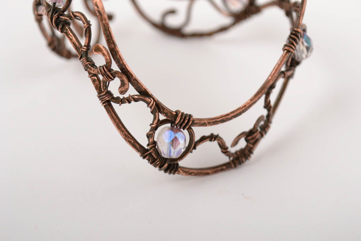 Handmade accessory copper jewelry unusual bracelet long earrings gift ideas photo 3