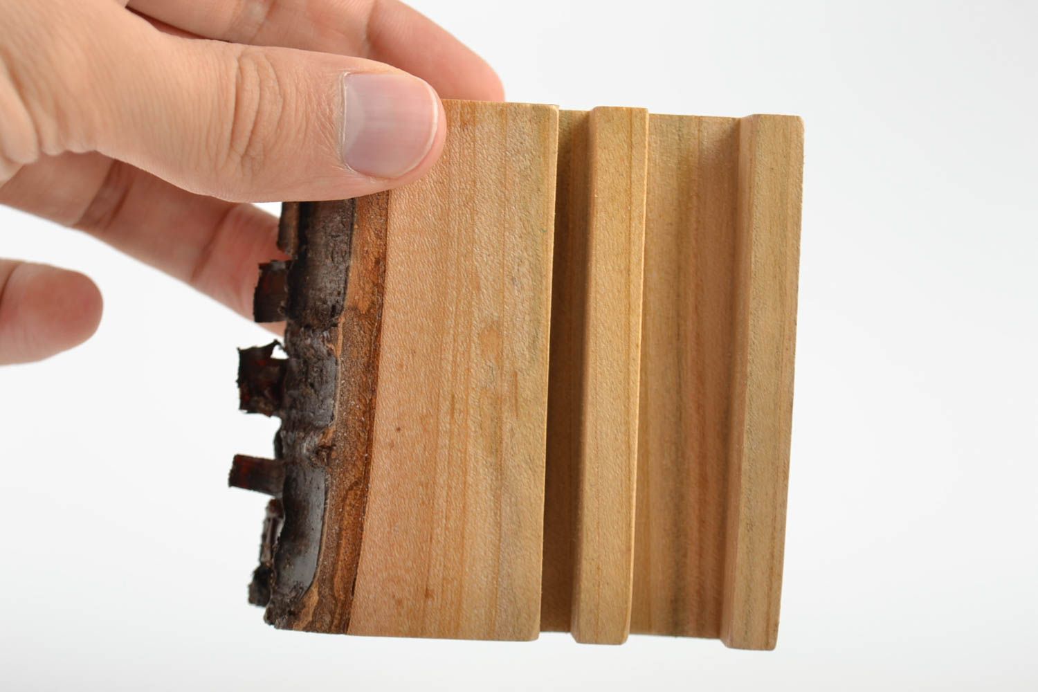 Stilvoller ungewöhnlicher handmade Handy Ständer aus Holz im Öko Stil Geschenk foto 3