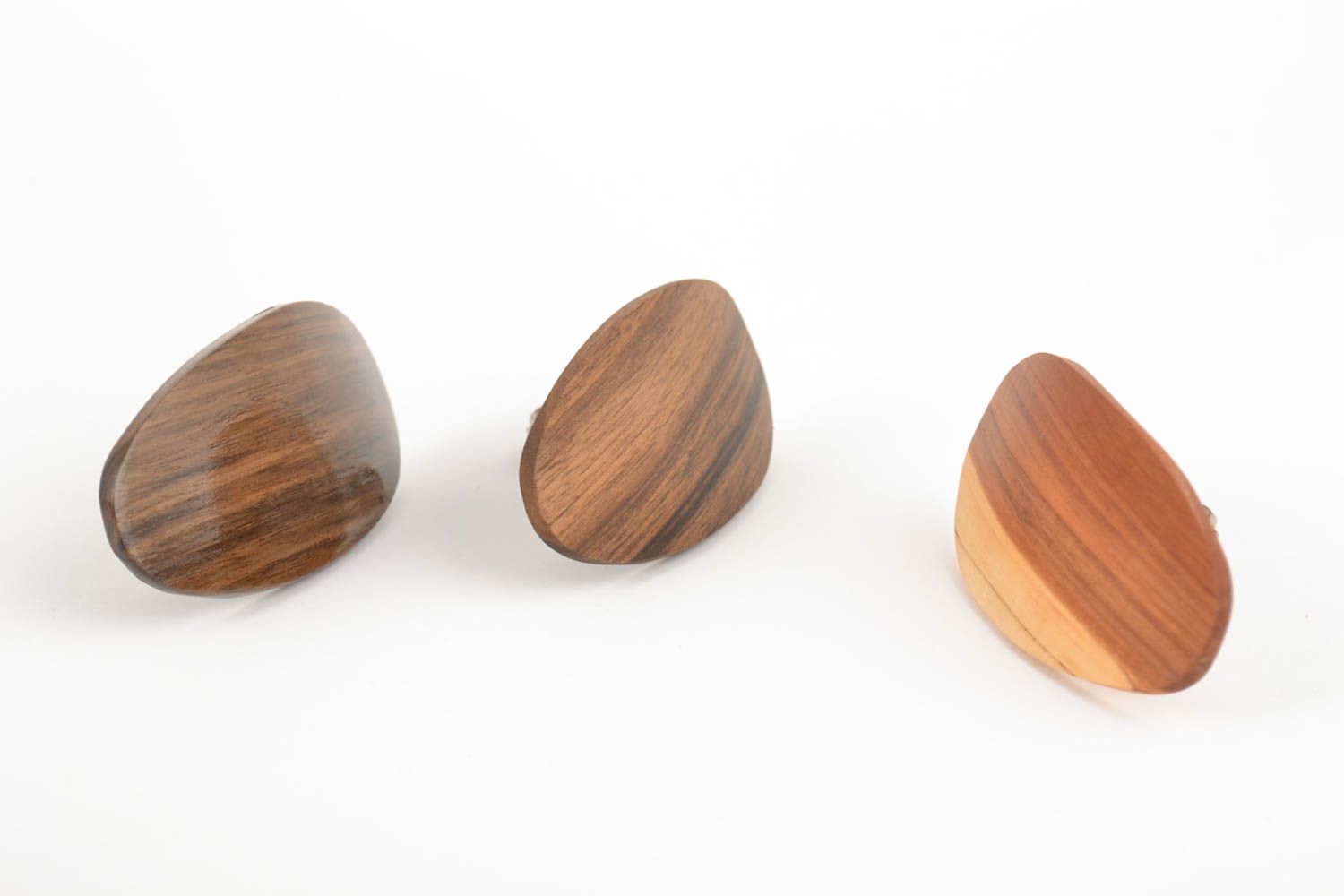 Set de barrettes à cheveux en bois faites main 3 pièces bijou écologique photo 3