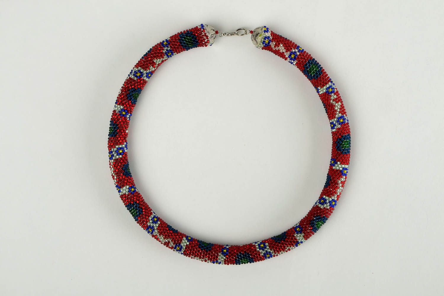 Handmade designer necklace unusual beaded cord necklace elegant jewelry photo 4