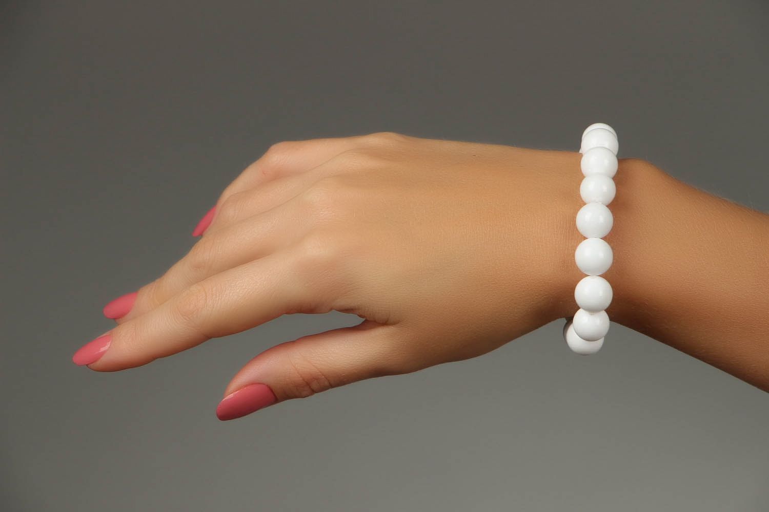 Bracelet with natural white agate stone photo 5