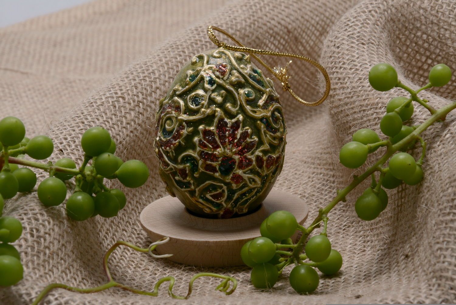Pendente d'arredo fatto a mano a forma di uovo dipinto decorazioni di casa
 foto 5