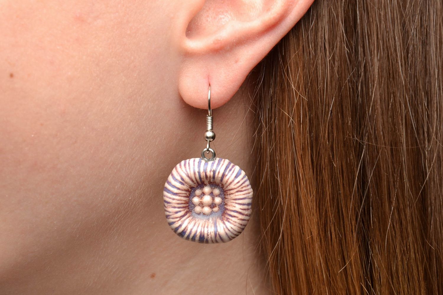 Handmade ceramic earrings with enamel painting Windows photo 5