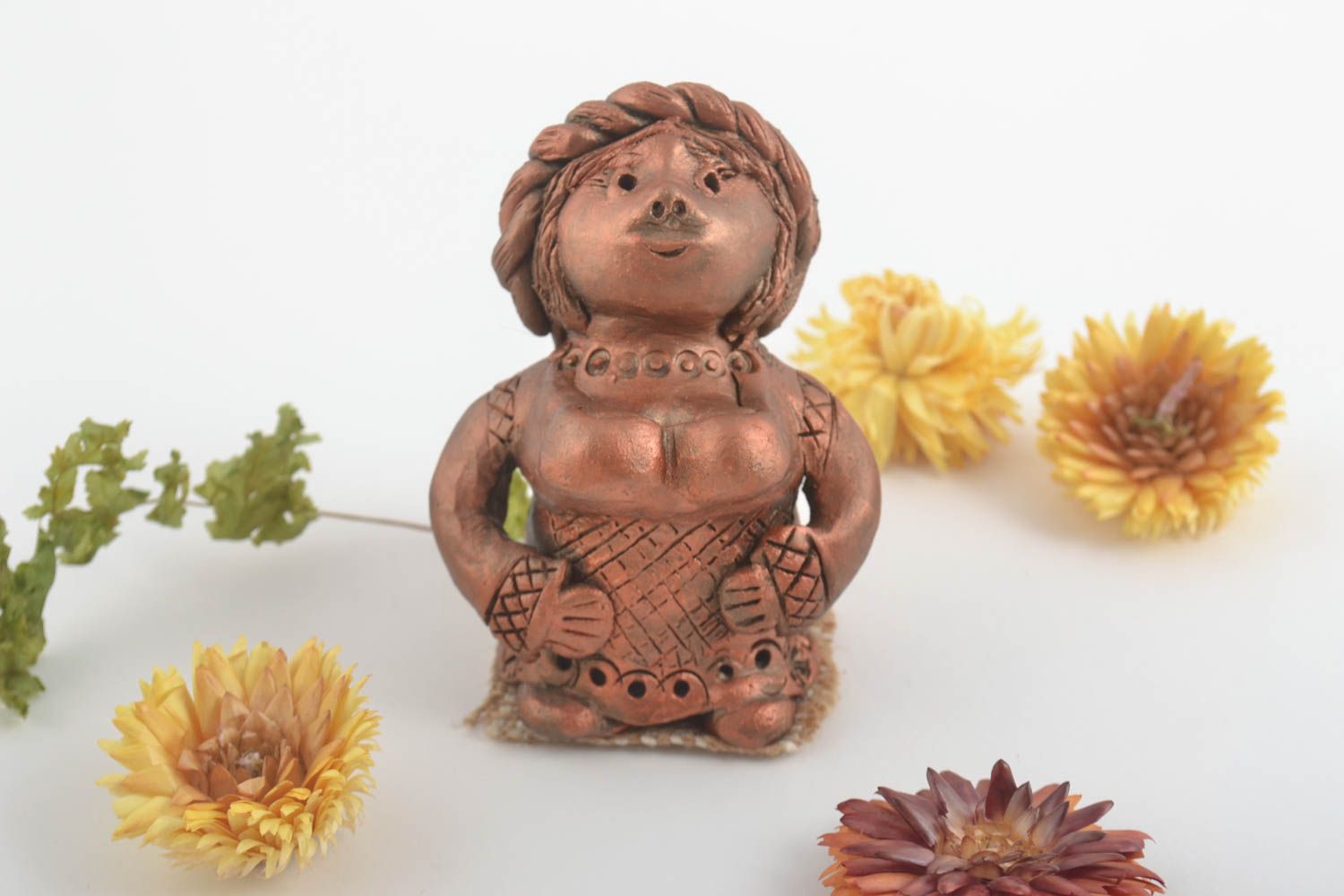 Handmade decorative clay figurine ceramic statuette sculpture art gift ideas photo 1