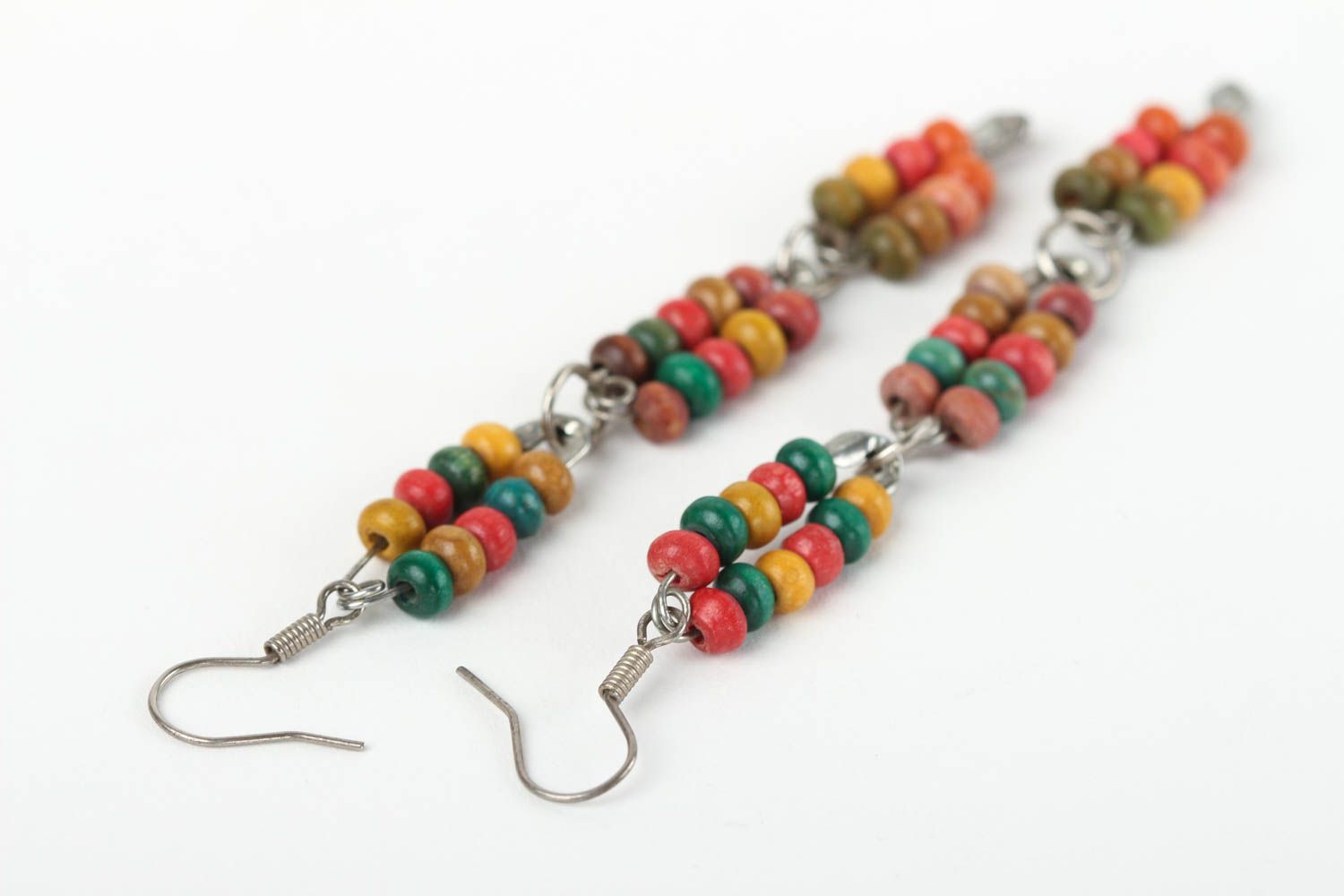 Handmade wooden earrings with charms colorful earrings long earrings gift photo 4