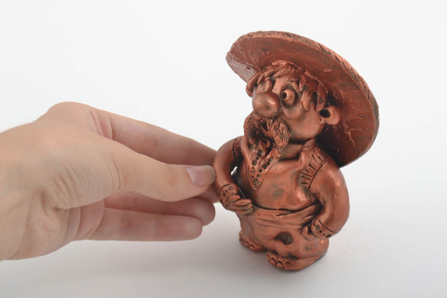 Figurine originale fait main Petite statuette paysan en argile Déco intérieur photo 4