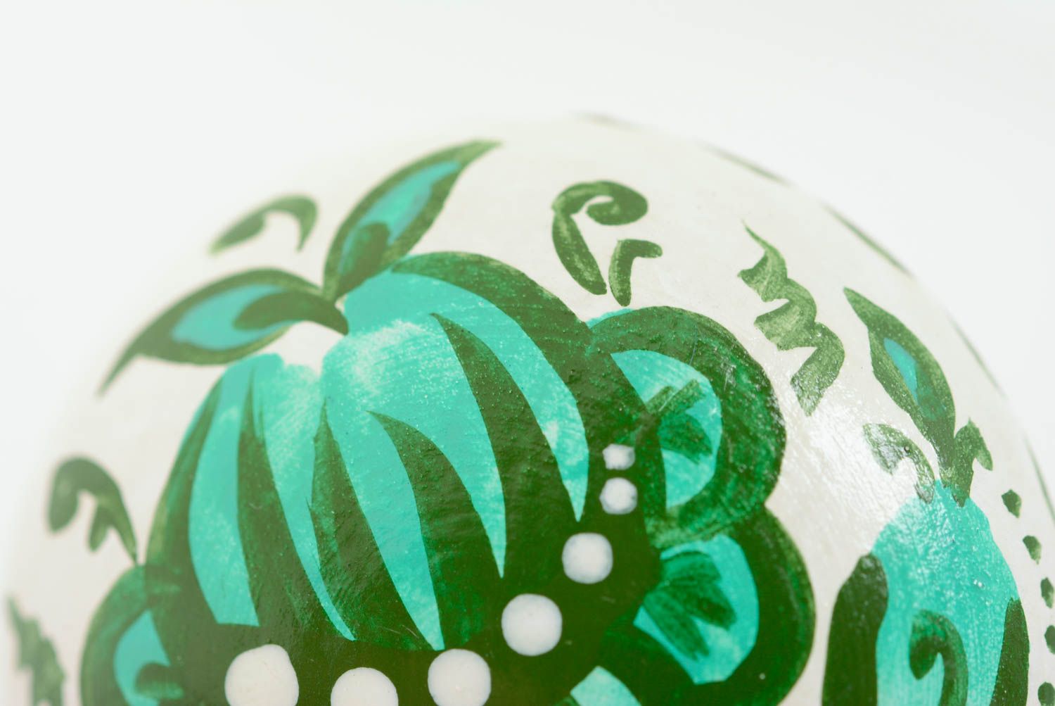 Bemalter handmade Holz Haargummi weiß grün künstlerische Arbeit foto 3