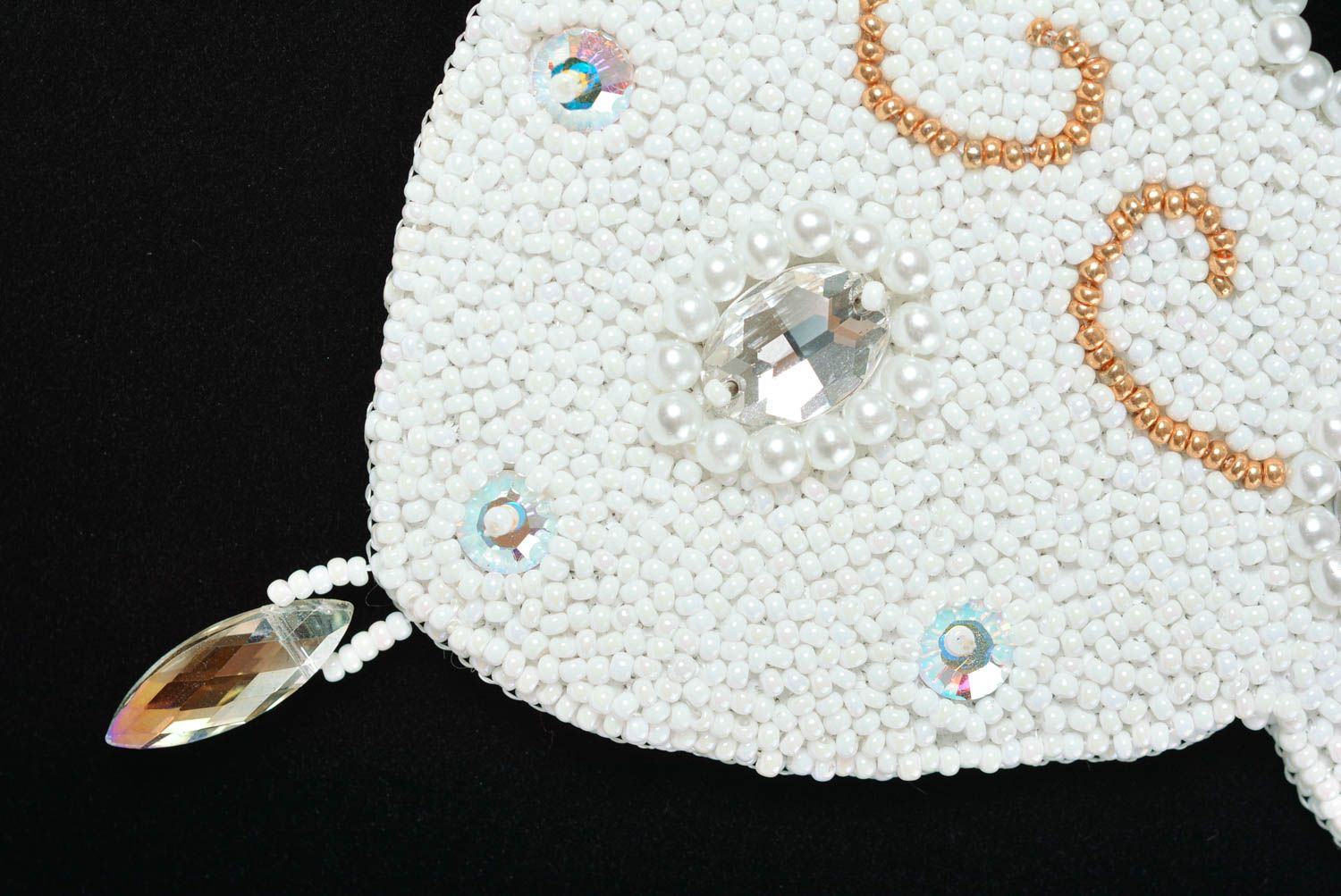 Collier perles rocaille Bijou fait main Accessoire femme blanc brodé cadeau photo 3