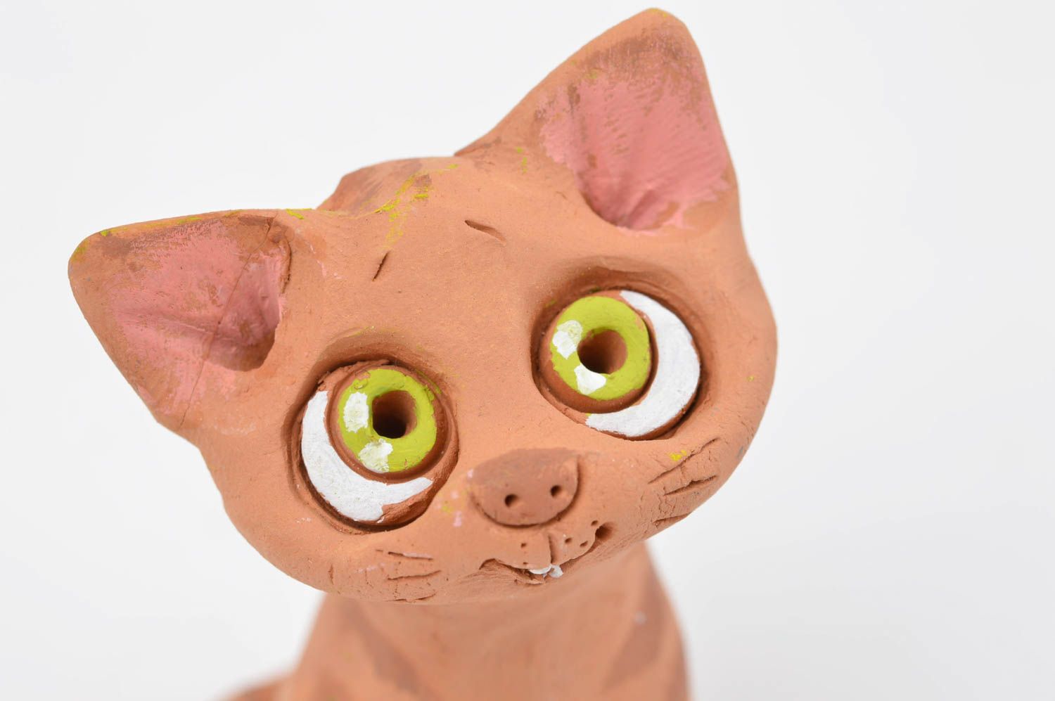 Статуэтка для декора ручной работы статуэтка животного кошки фигурка из глины фото 5