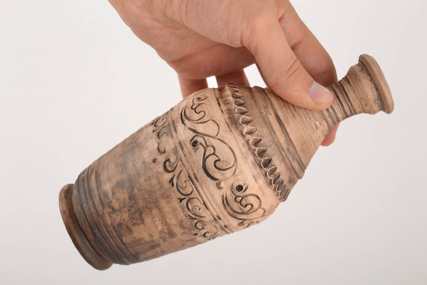 15 oz ceramic bottle shape ceramic pitcher carafe made of white clay 0,9 lb photo 4