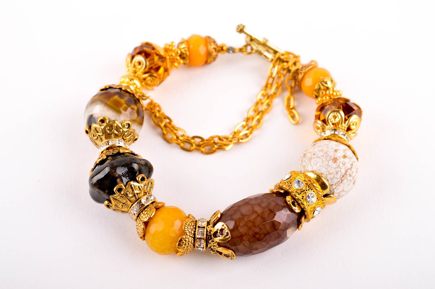 Bracelet perles fantaisie Bijou fait main avec strass et quartz Cadeau femme photo 2