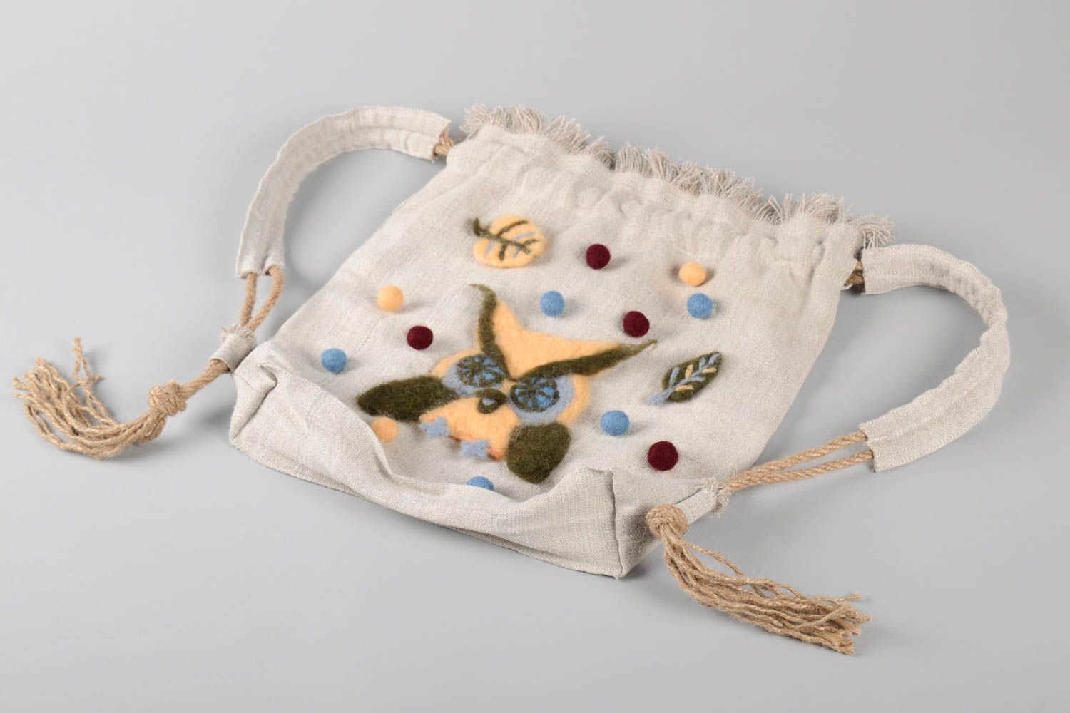 Mochila de tela hecha a mano mochila de moda bolso de lino para mujer  foto 1
