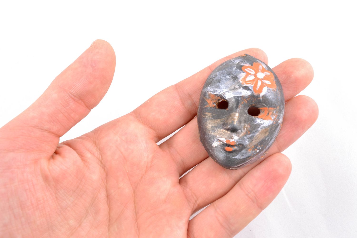 Сувенирная маска из глины расписная фото 2