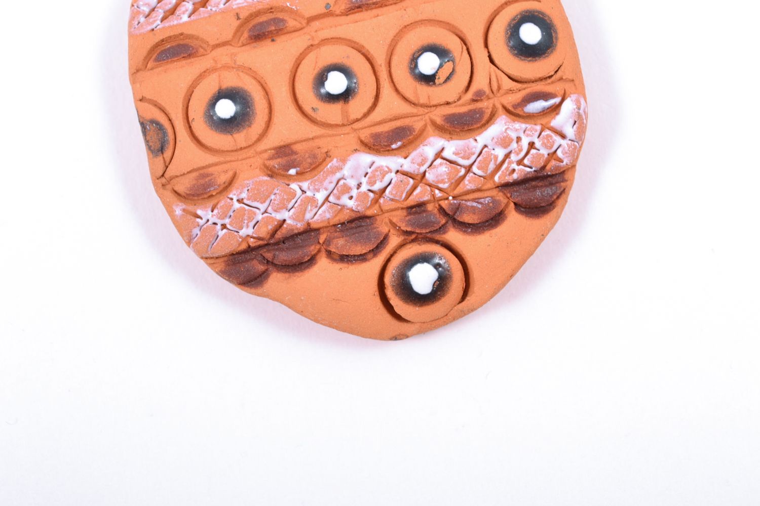 Magnet en céramique pour réfrigérateur brun ovale fait main peint à l'acrylique photo 3