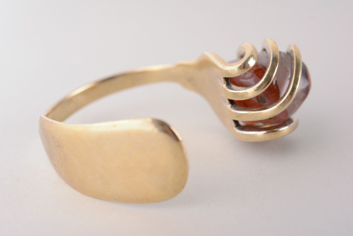 Handmade metal bracelet with natural stone photo 4