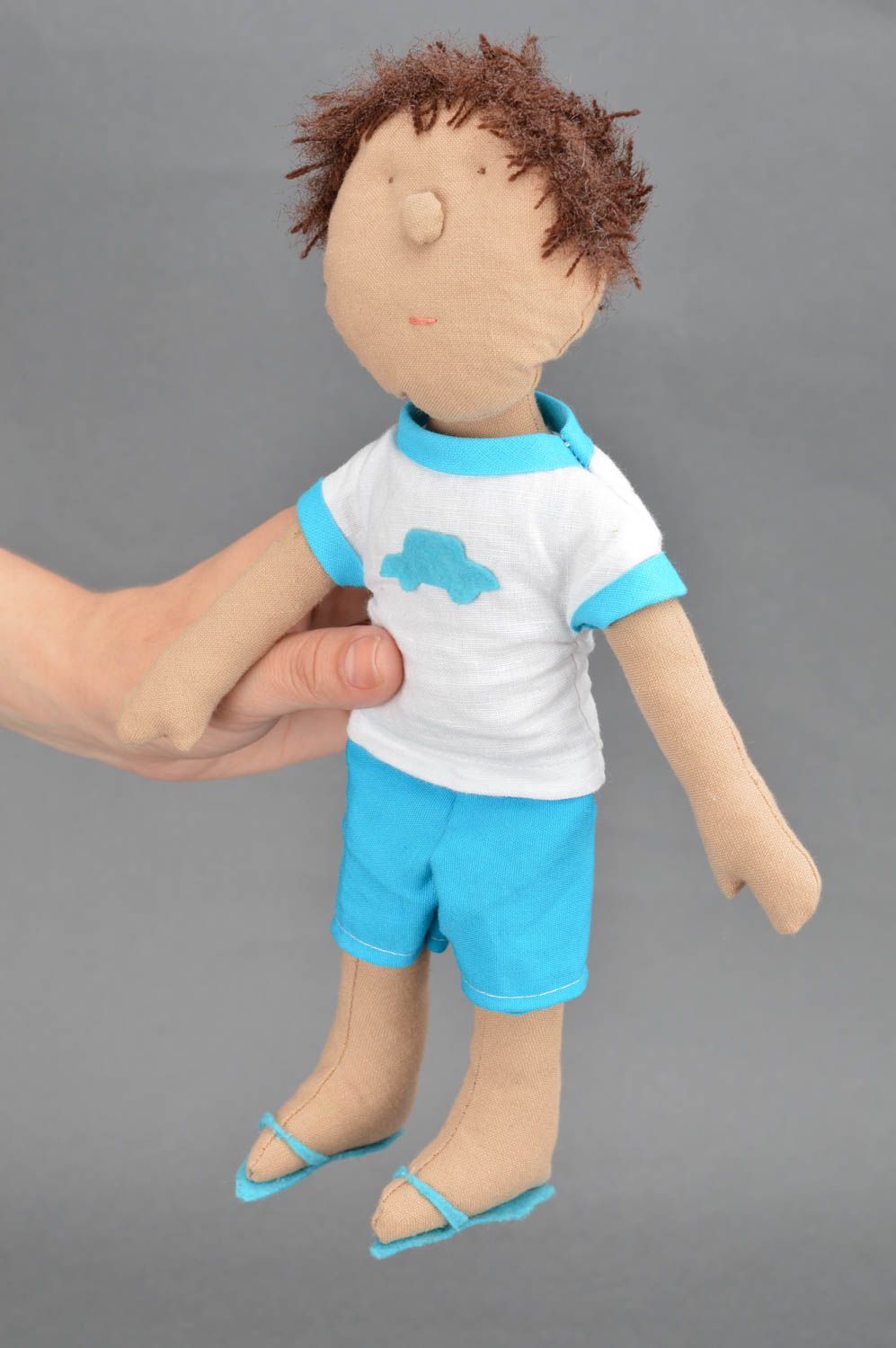 Unusual designer stylish cute handmade soft toy boy doll for home decor photo 3