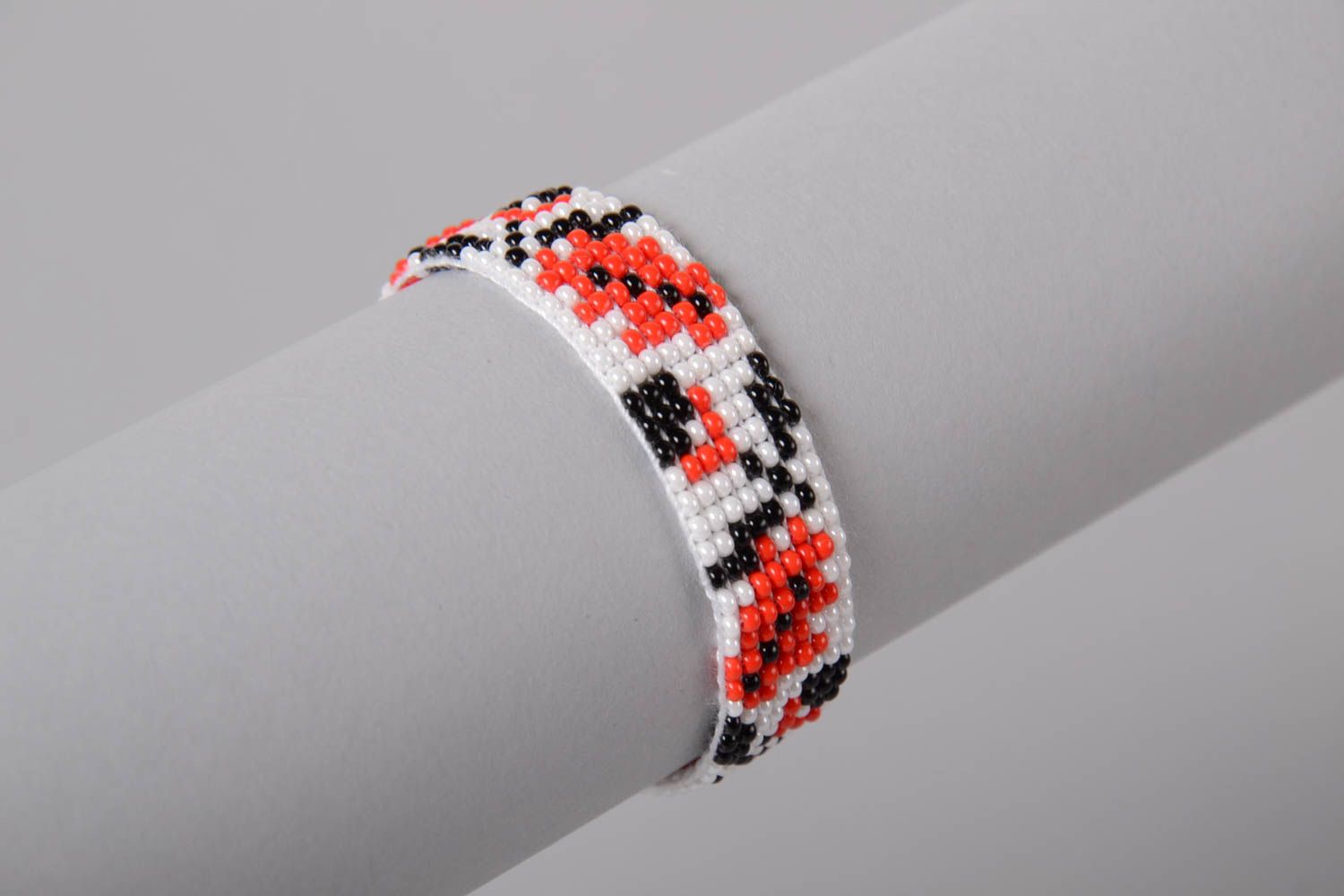 Handmade white cord strand ethnic beaded bracelet for girls photo 3