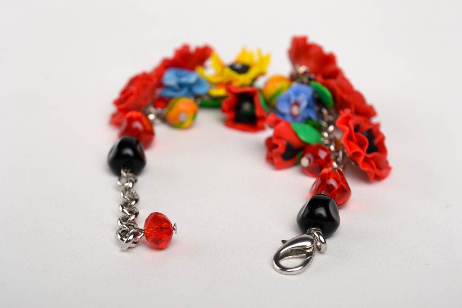 Armband mit Blumen handmade Polymer Schmuck originelles Geschenk für Frauen foto 5