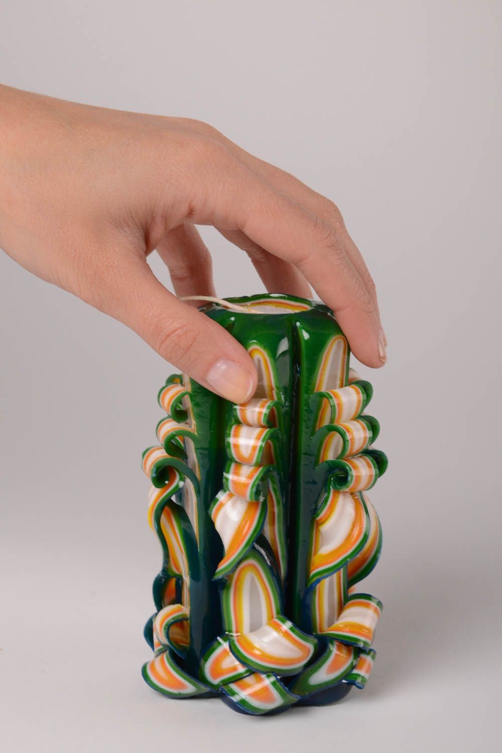 Vela decorativa hecha a mano color verde regalo original decoración de casa foto 2