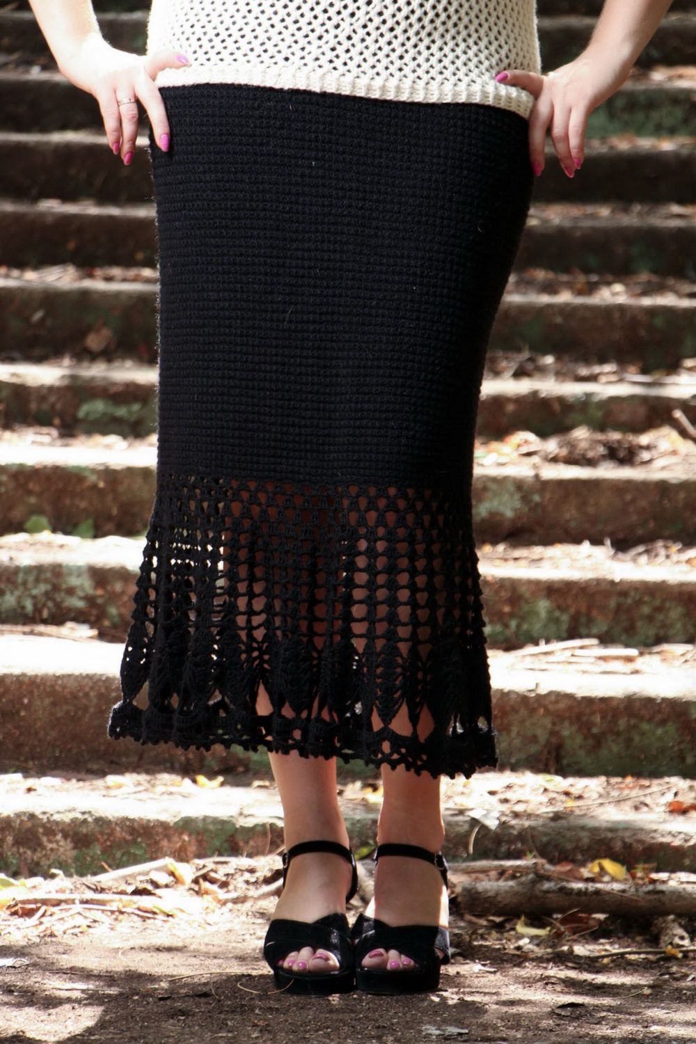 Skirt, knitted by needles and hook photo 1