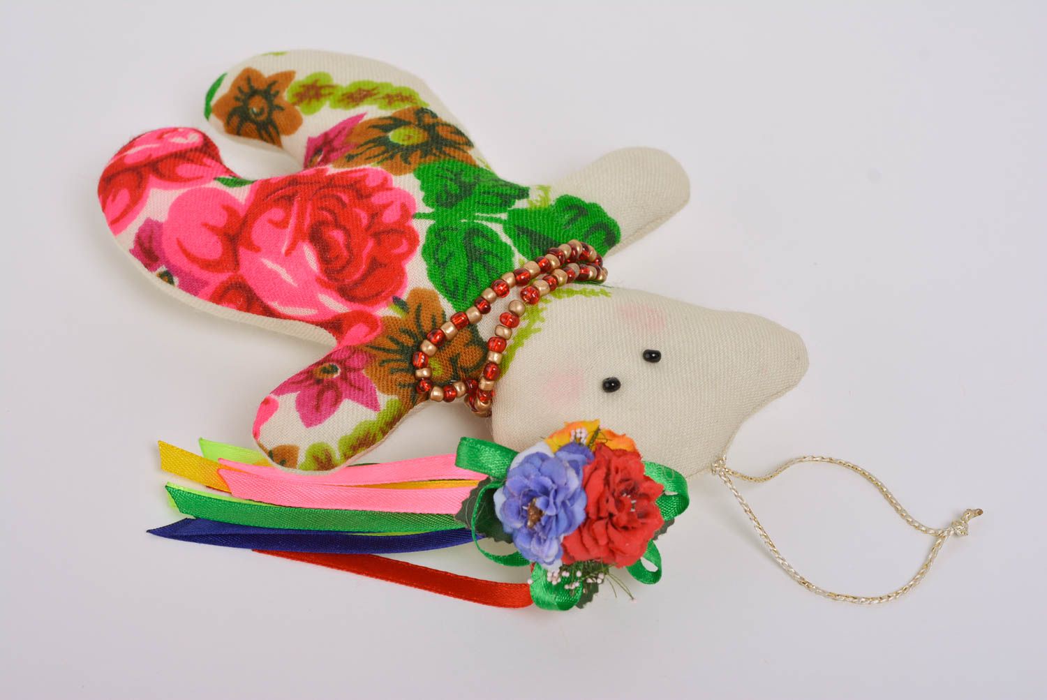 Joli jouet mou en tissu fait main en forme d'ourse sympa avec fleurs cadeau photo 3
