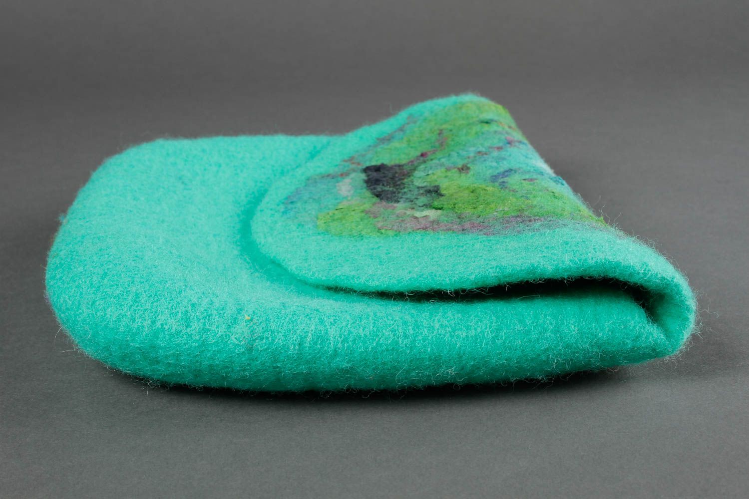 Pochette en laine feutrée Sac fait main turquoise original Accessoire femme photo 3