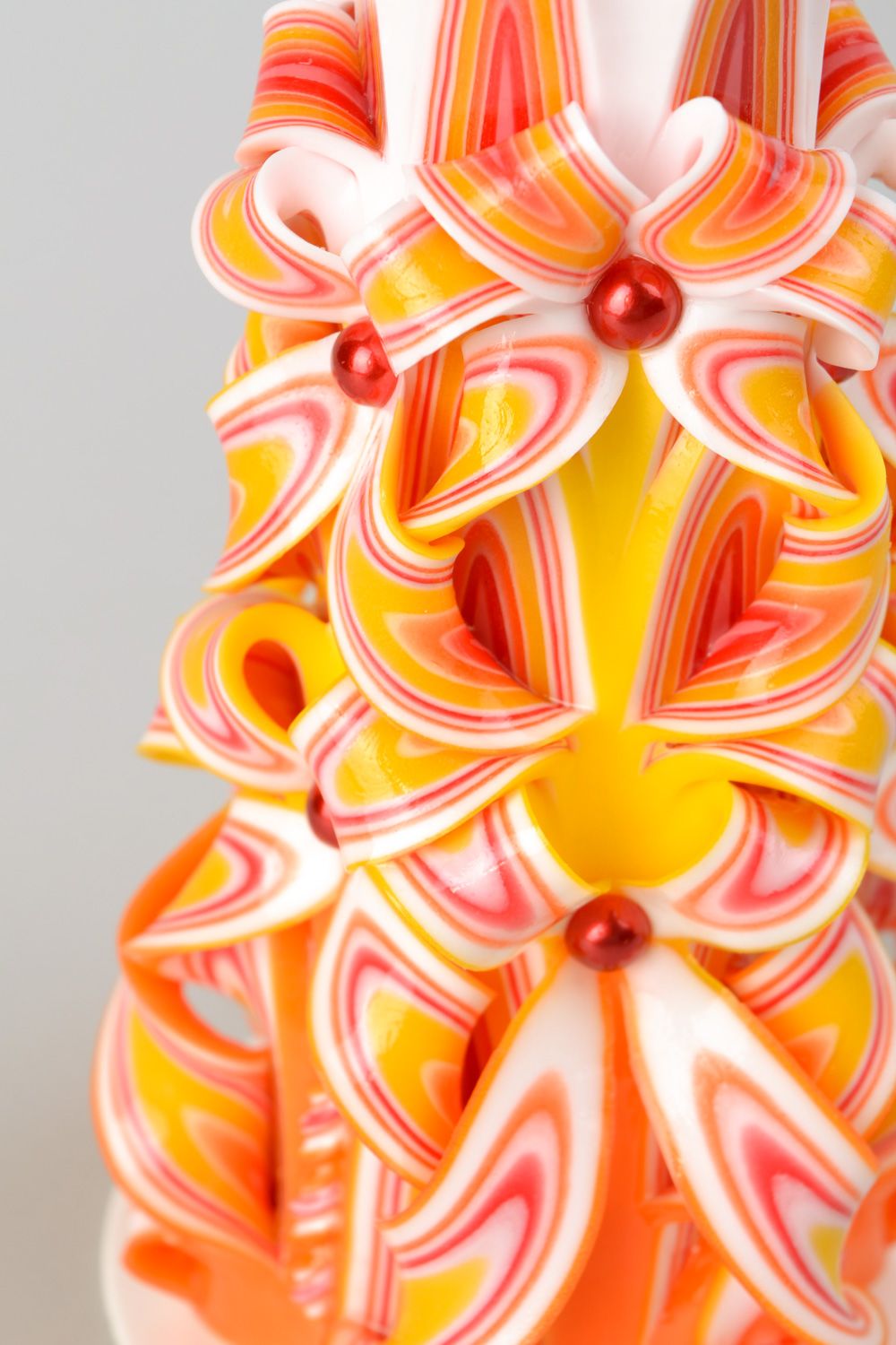 Colorful large carved candle photo 3