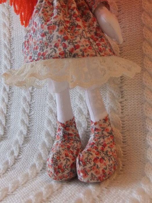 Авторская кукла рыжая тканевая ручной работы красивая для дома и детей милая фото 2