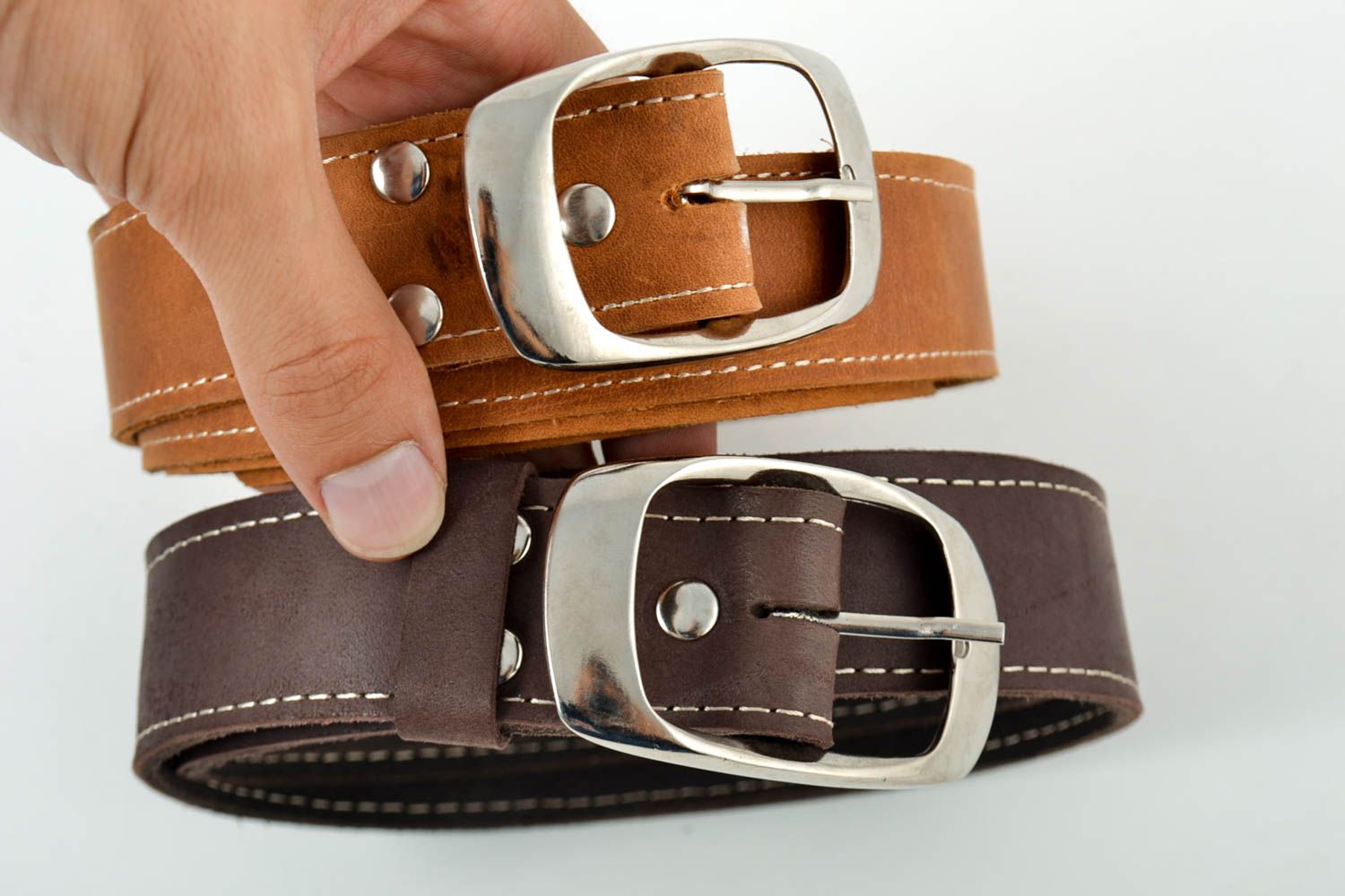 Handmade leather belts 2 designer belts for men leather goods gift for boyfriend photo 4