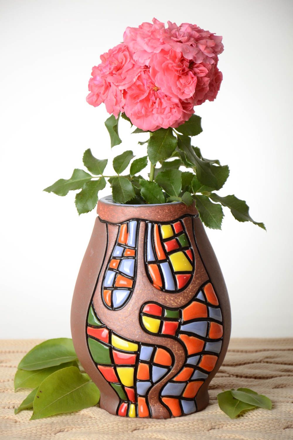 Vase design fait main Vase céramique petit original peint Déco maison 80 cl photo 1