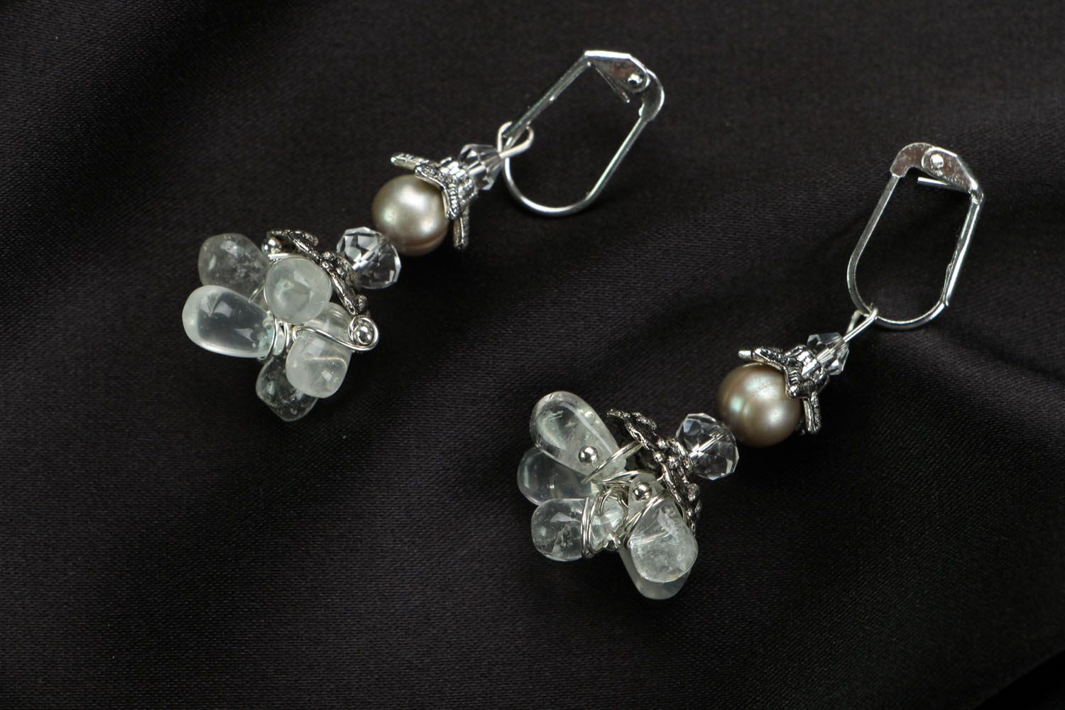 Glänzende Ohrringe mit Naturstein - Aquamarin  foto 1