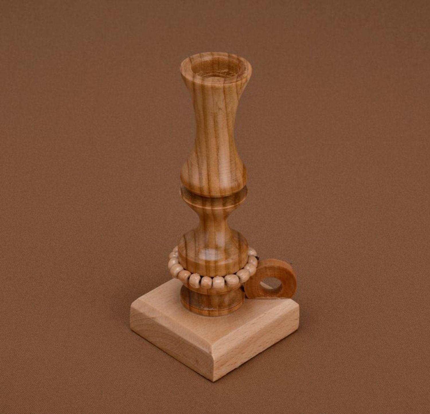 Candlestick for one candle made from cherry wood photo 4
