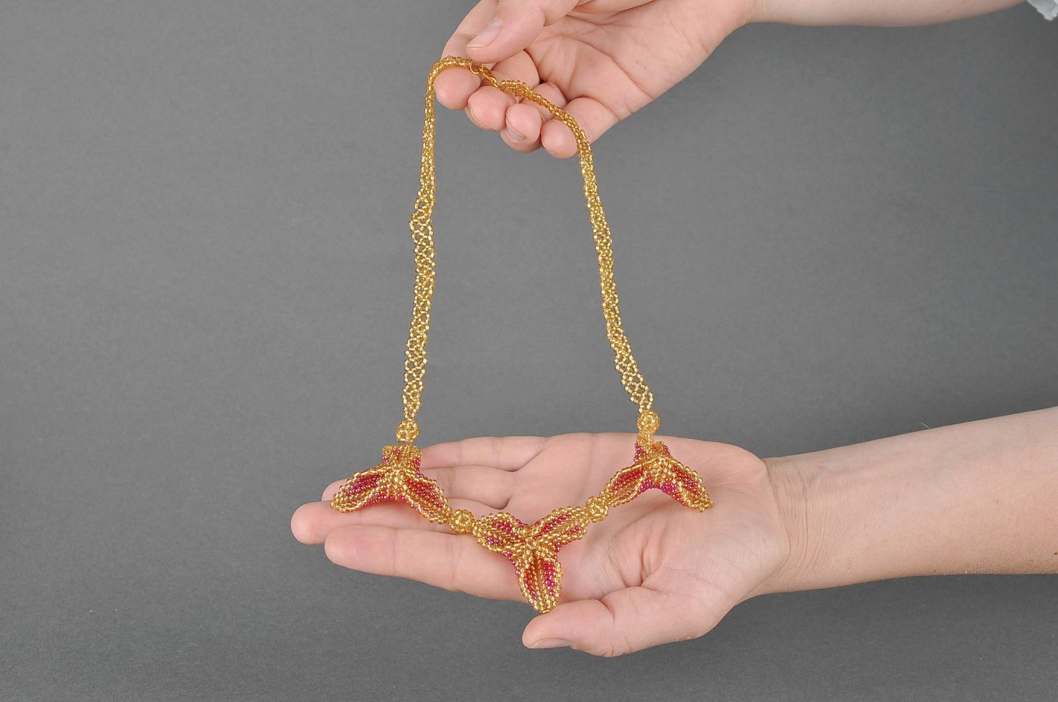Geflochtenes Collier aus chinesischen Glasperlen Dreieck  foto 5