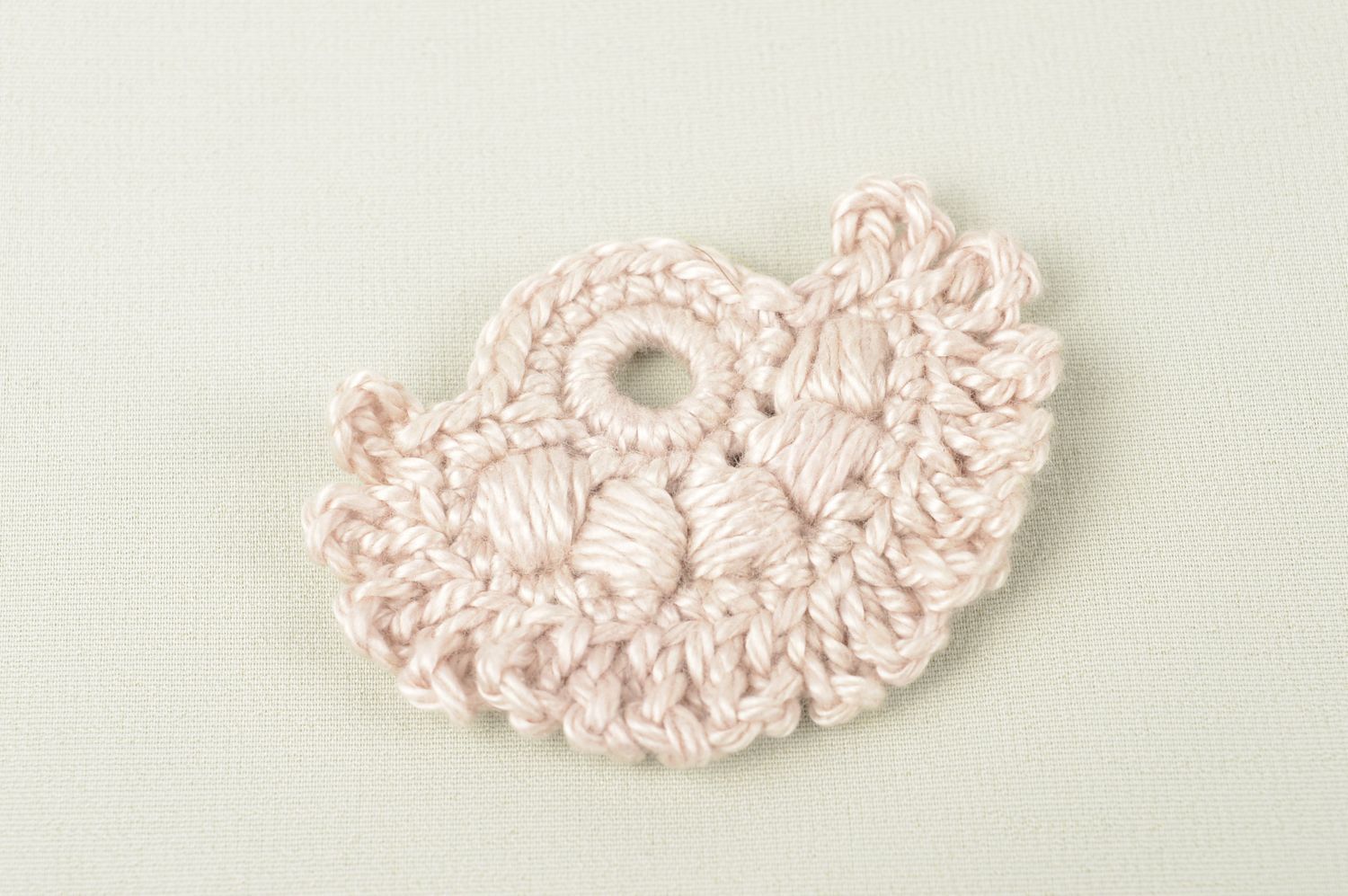 Handmade designer brooch blank unusual crocheted fittings white flower photo 1