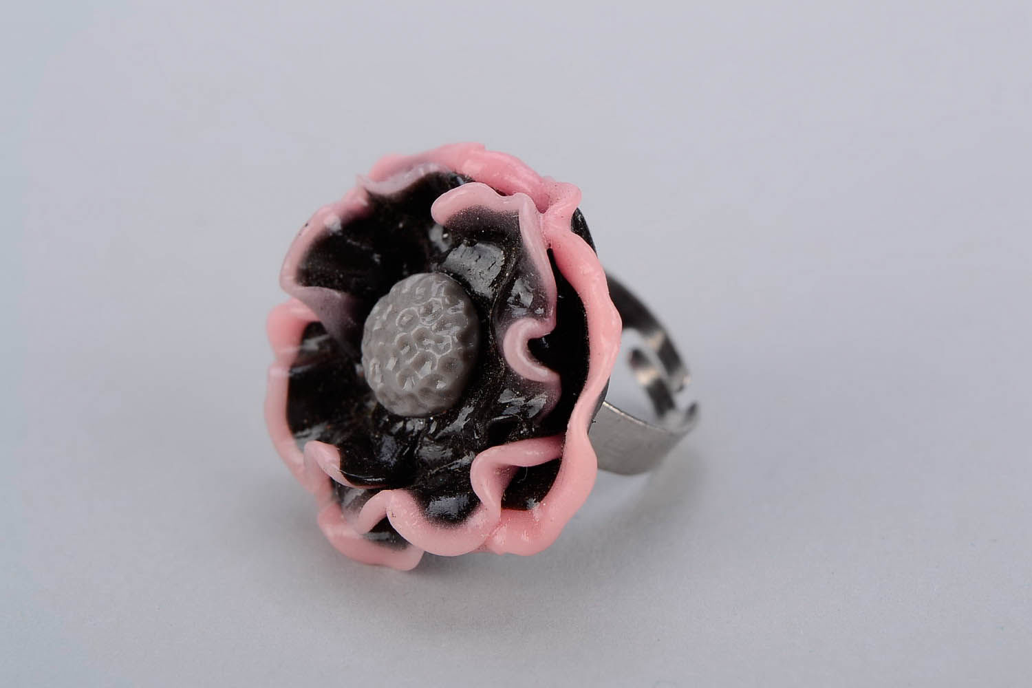 Ring made ​​of polymer clay Flower photo 1
