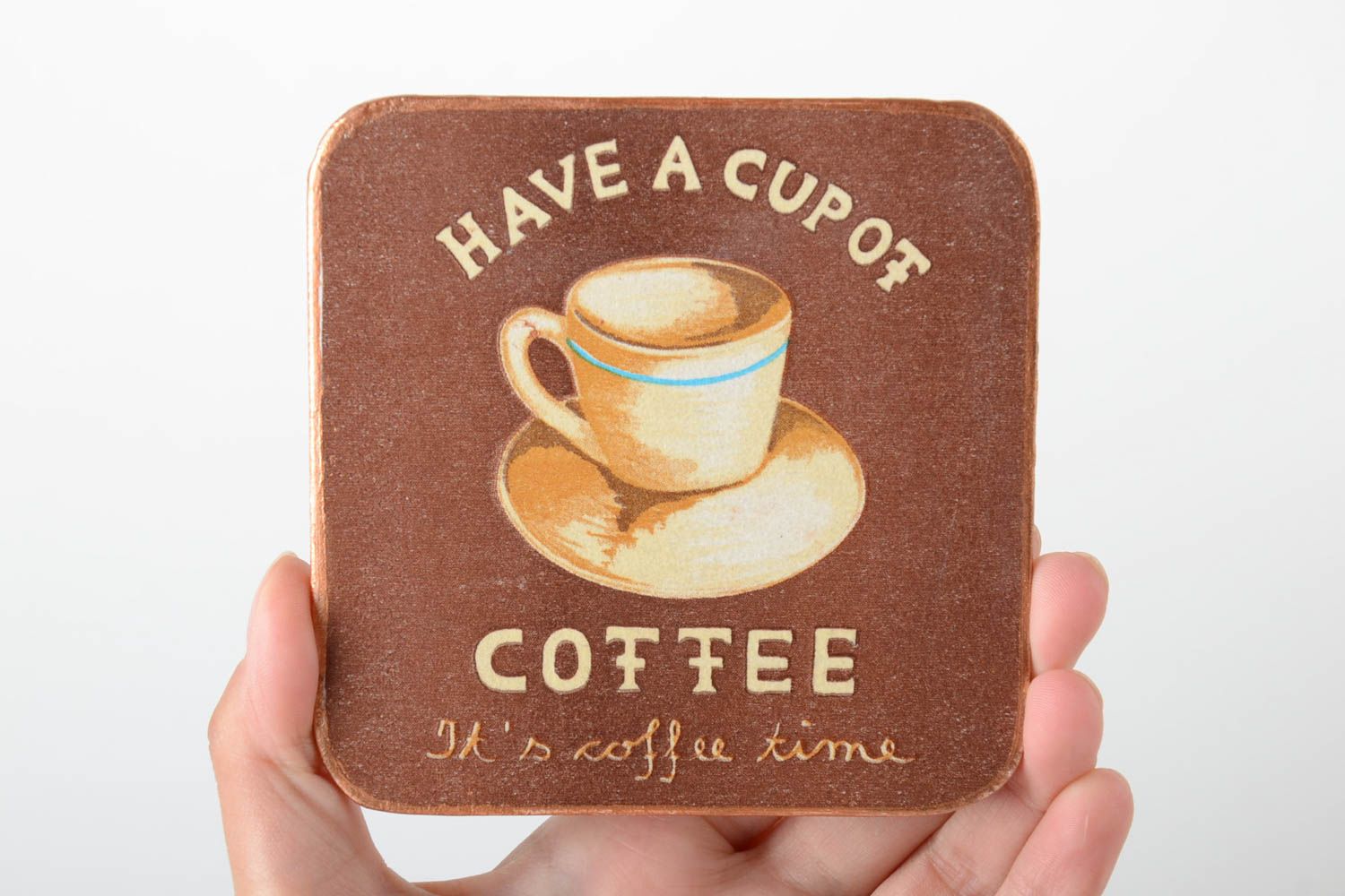 Beautiful handmade square MDF coaster decoupage coaster for cup kitchen designs photo 5