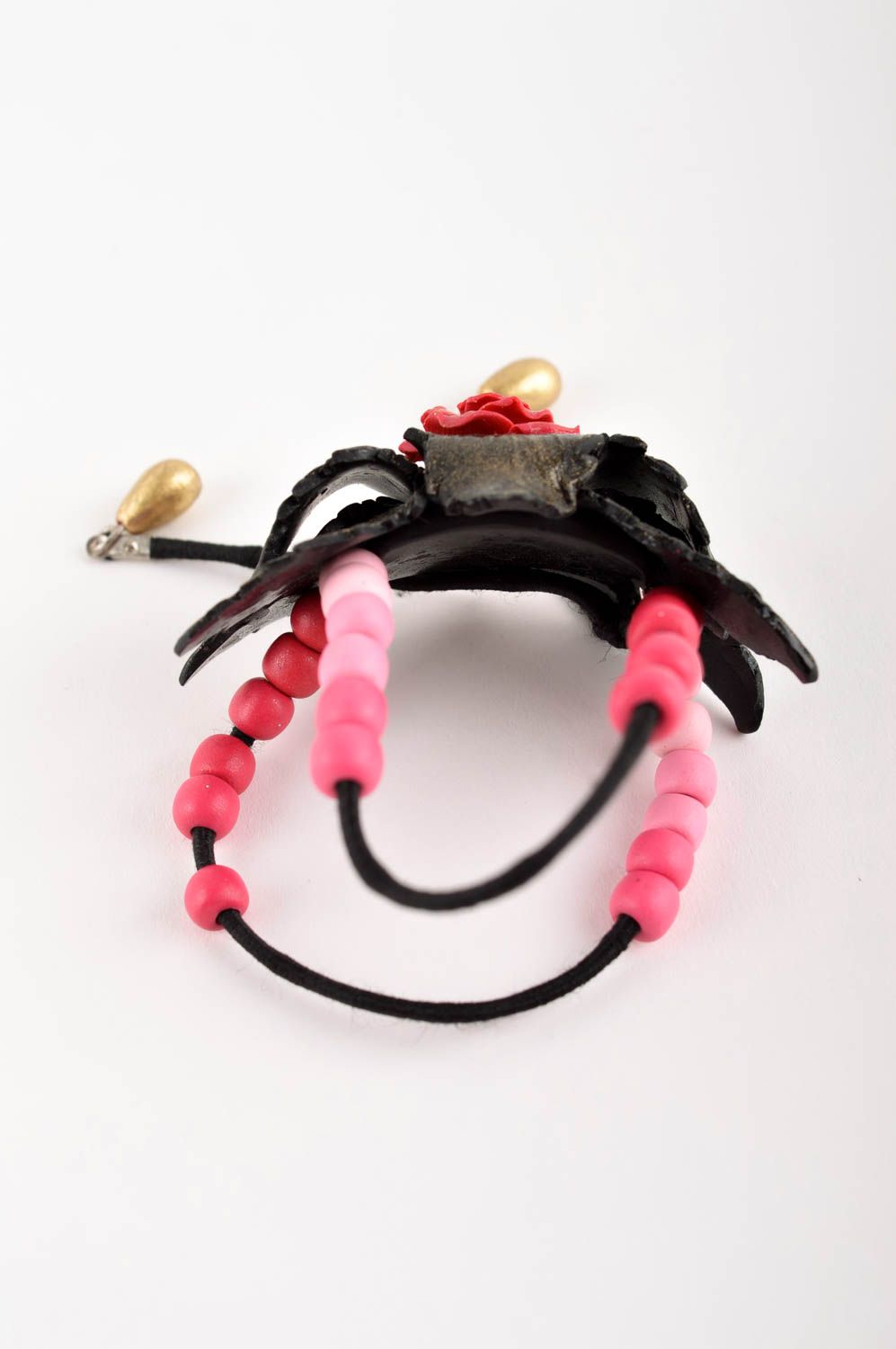 Handmade flower cute bracelet polymer clay jewelry unusual wrist bracelet photo 4