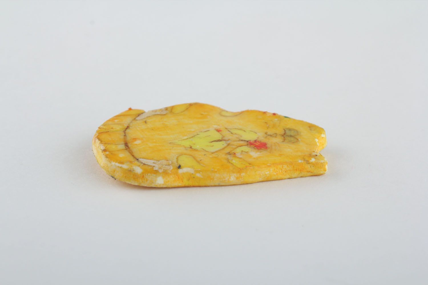 Aimant frigo en pâte polymère en forme de chat jaune photo 3
