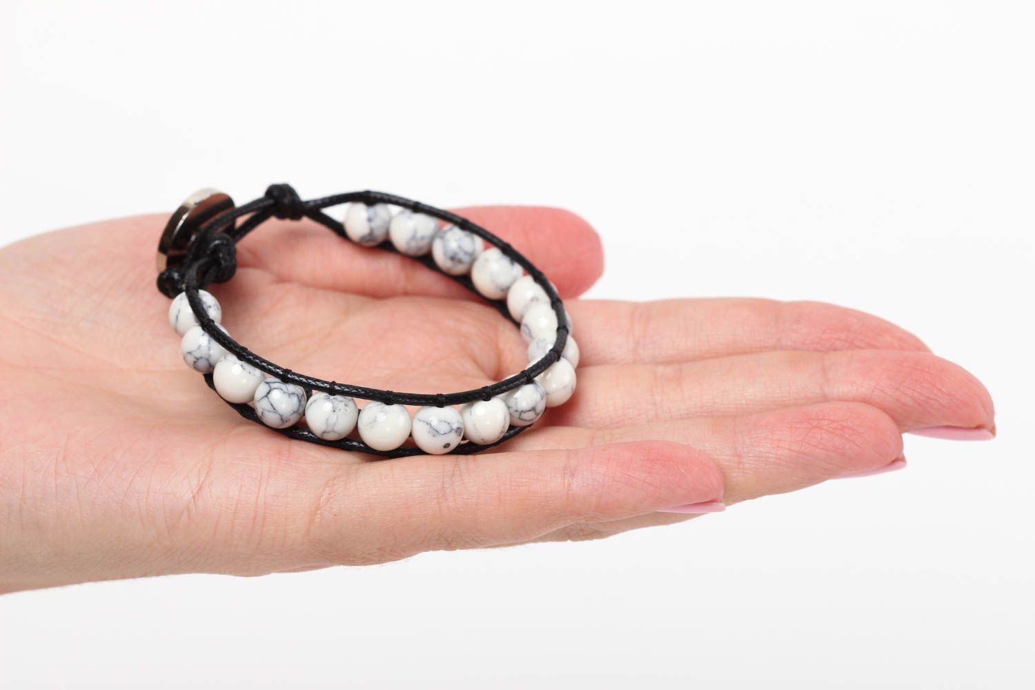 White agate bracelet handmade jewelry with natural stones designer bracelet photo 5