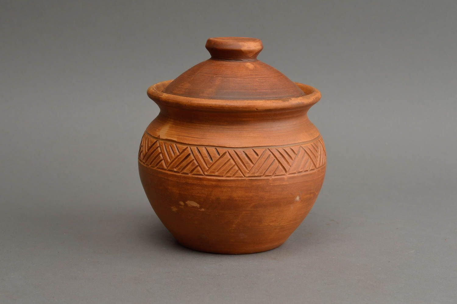 Pot à sucre en argile fait main poterie originale avec couvercle ethnique photo 2